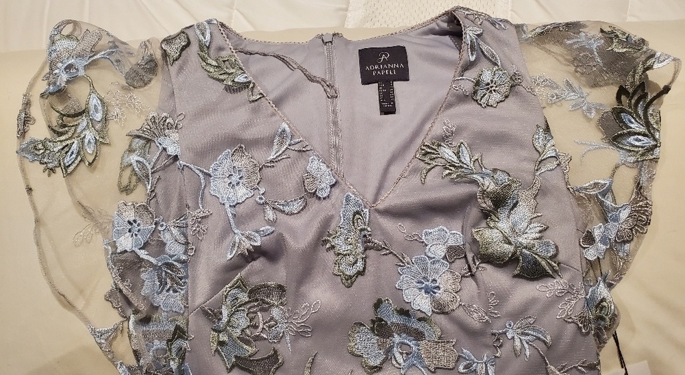 LAST ITEM!!Adrianna Papell Silver Embroider Gown - Picture 2 of 6